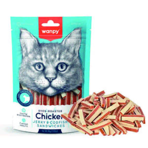 تشویقی گربه Chicken Jerky & Codfish Sandwiches بسته 80 گرمی ونپی